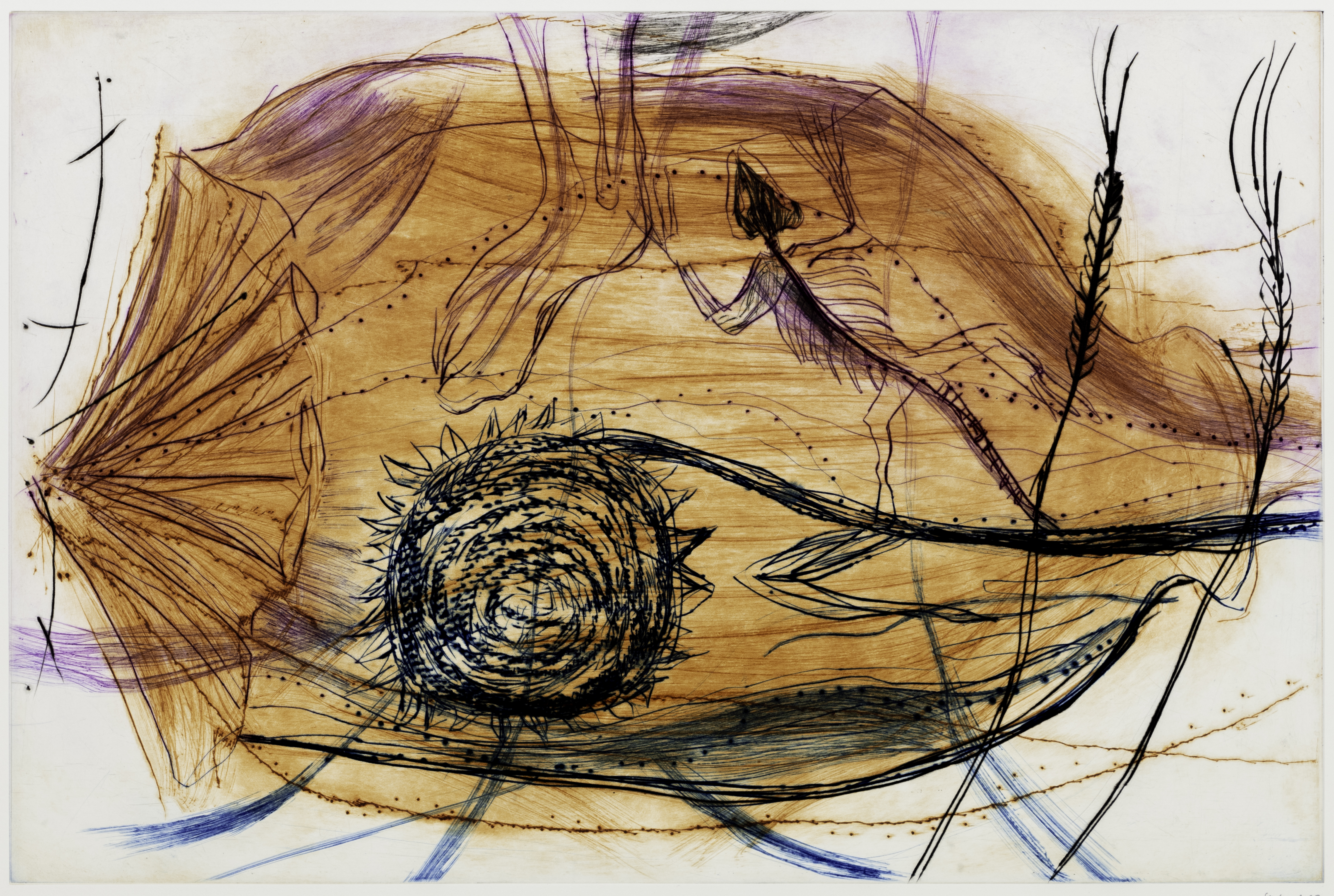 Adam Saks, Whistle in the wind IV, 54 x 78 cm, Torrnål, 2023