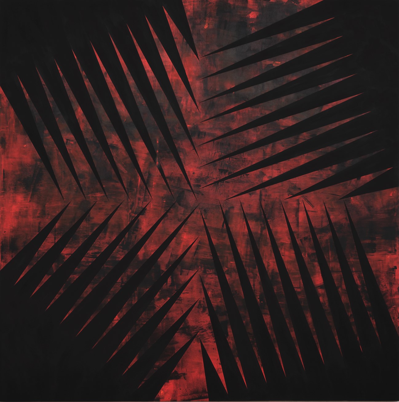 Ann Edholm, Oswiecim III, 2014–2022, Akryl och vinyl på duk, 260x260 cm, Galerie Nordenhake Stockholm/Berlin/Mexico City, Foto: Carl-Henrik Tillberg (bilden är beskuren)